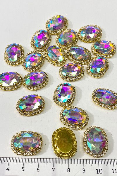 Hayalperest boncuk Janjanlı Gold Case Oval Strut Stone 5 Pieces