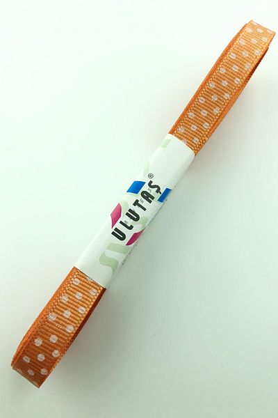 Hayalperest boncuk Σκούρο Πορτοκαλί Πουά Κορδέλα Grosgrain 1 εκ