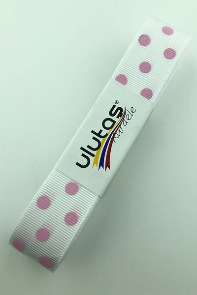 Hayalperest boncuk Panglică Grosgrain cu buline alb roz de 2,5 cm