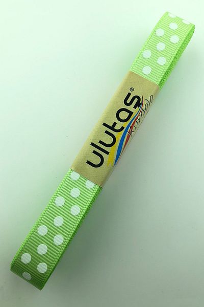 Hayalperest boncuk Ανοιχτό Πράσινο Πουά Κορδέλα Grosgrain 1,5 εκ