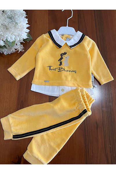 Babydola Velvet Girl and Erek Baby Set - Shirt Collar