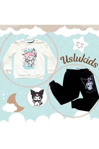 Uslukids Kuromi Printed Pink Color Double Set