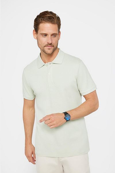 Tudors Ανδρικό T-Slim Fit Slim Fit 100% βαμβακερό απλό πικέ γκρι μπλουζάκι polo γιακά