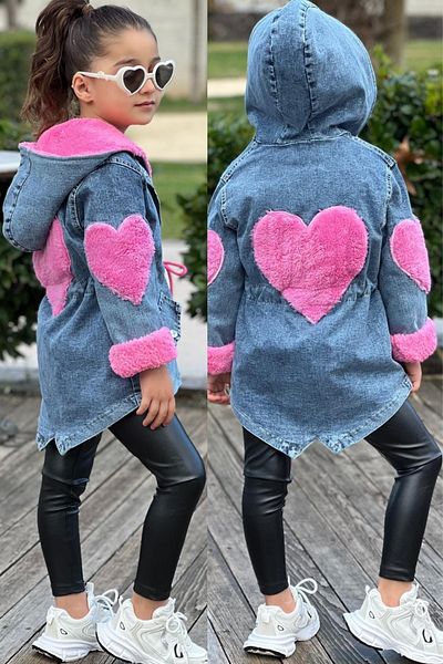 ELAFOR Girl's Welsoft Plush Winter Coat - Heart, Seasonal and Festive