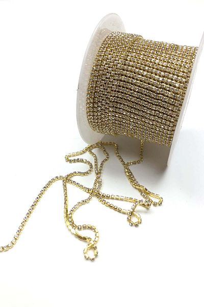 Hayalperest boncuk Gold Yellow Crystal Stone Metal Slot Ribbon 1 Meter 8mm