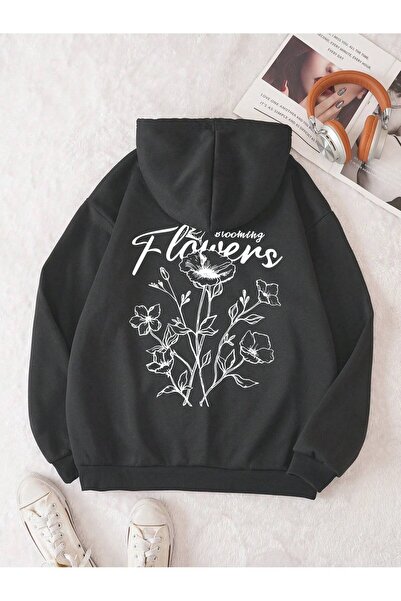 donamod Seria Coca Cola Floral & Letter Graphic Drawstring Hanorac căptușit t...