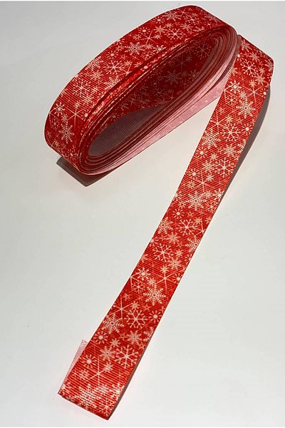 Hayalperest boncuk Red Snowflake Motif New Year Ribbon 2.5 Cm 10 Mt 2.5 Cm