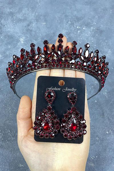 Hayalperest boncuk Pedro Stoned Bridal Henna Crown and Earring Set