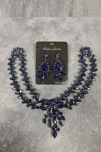 Hayalperest boncuk Set de accesorii și cercei pentru păr Henna pentru mireasă, model Sultan bleumarin