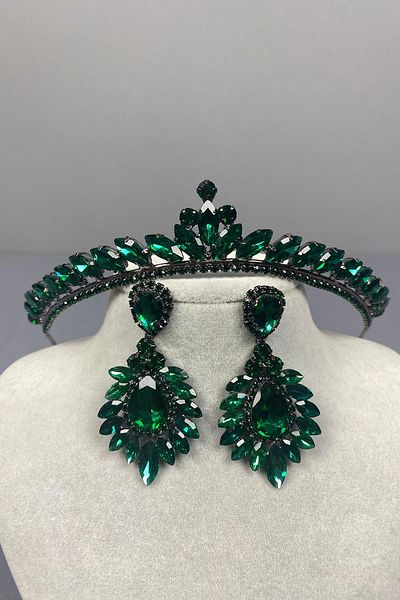 Hayalperest boncuk Set de coroană și dropship de henna pentru mireasă verde