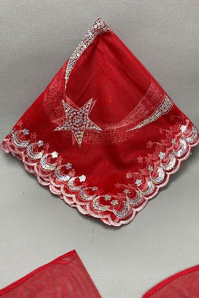 Hayalperest boncuk Glittery Bridal Veil and Moon Star Groom Cover Jewelry Ribbon Set