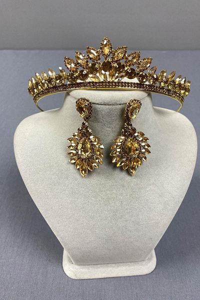 Hayalperest boncuk Σετ σκουλαρίκια με χέννα Leyn Bridal Henna Crown and Drop Shuttle