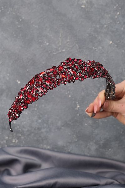 Hayalperest boncuk Accesoriu pentru păr Coroana de mireasă model Ela Band Burgundy