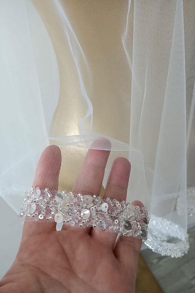 Hayalperest boncuk White Water Model Embroidered Bridal Henna Veil Face Cover 2 Mt