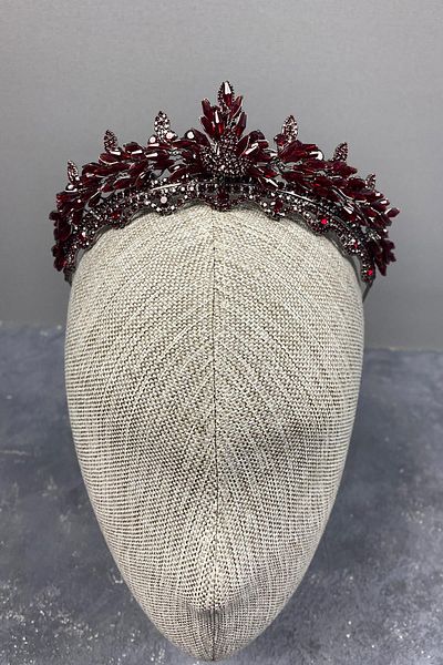 Hayalperest boncuk Coroană de mireasă cu mărgele din cristal Lena Burgundy