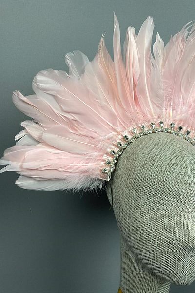 Hayalperest boncuk Stoned and Dali Feather Bridal Henna Crown Accessory