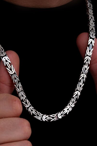 vogutima Erkek Gümüş Kolye - 6.5mm Dikdörtgen Kesim Yassı Kral • Işıklı Kutud...