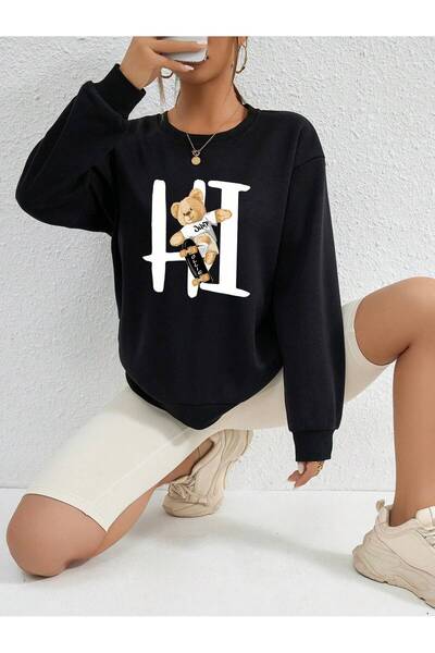 donamod Hanorac cu umăr cu desene animate și litere din seria Coke