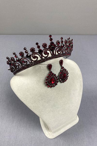 Hayalperest boncuk Coroana de henna Hera Bride și cercei cu piatră picătură