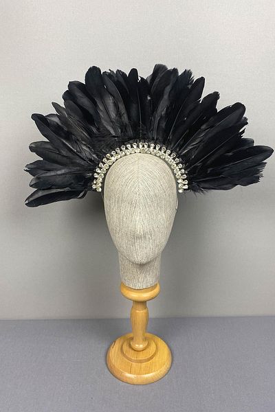 Hayalperest boncuk Accesoriu pentru coroana de mireasa Hera Black Feather Stone