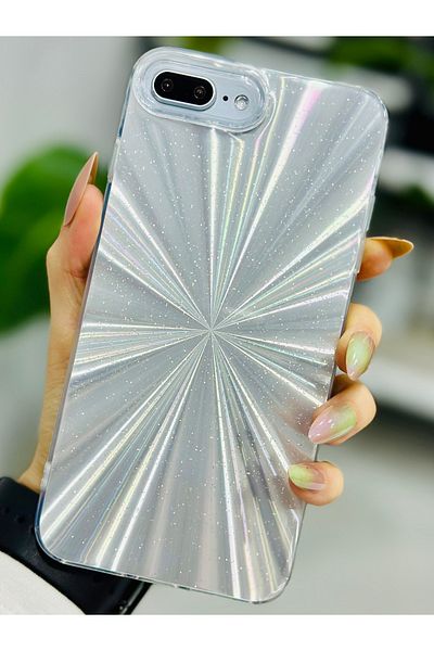 Go Aksesuar جراب سيليكون مرن بتصميم فضي بريزم متوافق مع هاتف Iphone 7 Plus و8 Plus