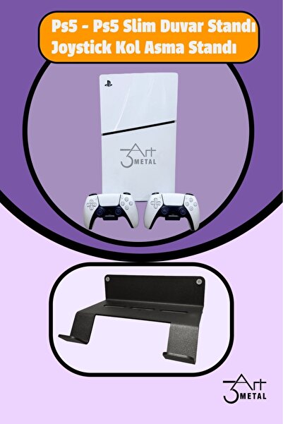 3art Metal Playstation 5 Slim Versiyon Duvar Askı Aparatı - Metal Ps5 Duvar A...