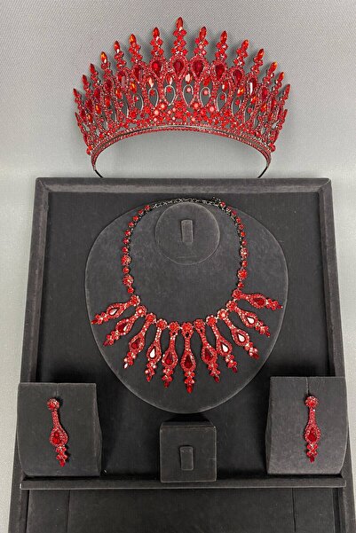 Hayalperest boncuk Set de cercei și colier pentru rochie de mireasă cu coroan...