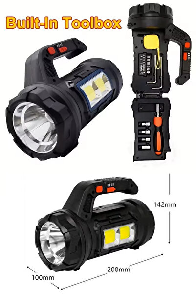 Janva Usb Şarjlı Tamir Setli Çakarlı Çok Modlu El Feneri Acil Durum Lambası I...
