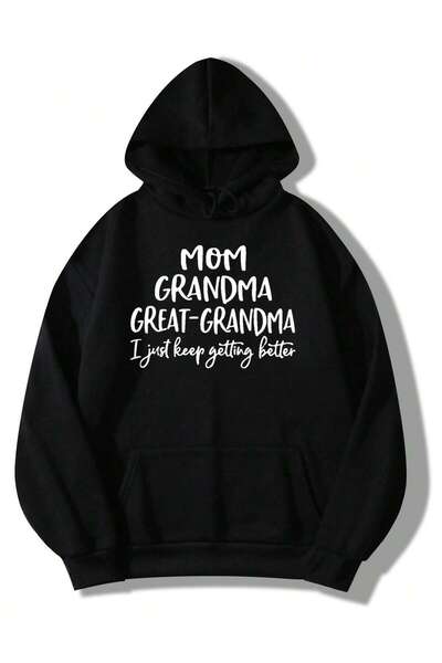 donamod Coke series Slogan Graphic Kangaroo Pocket Drawstring Thermal Hoodie