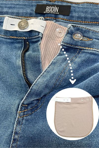 bodin Waist Expander Corded Maternity Trousers Women's Trousers Elastic Lycra Right Button Compatible