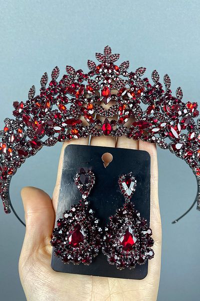 Hayalperest boncuk Oscar Bridal - Set de coroană și cercei cu picătură Henna