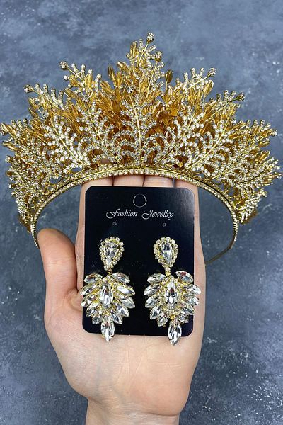 Hayalperest boncuk Set de cercei și coroană de mireasă cu henna brodate cu mărgele Nairobi