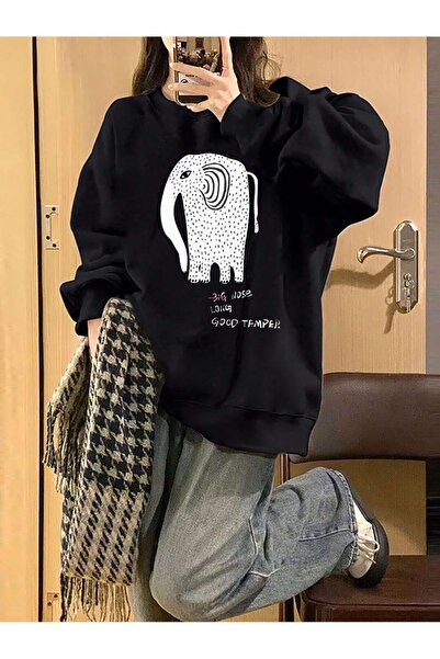 donamod Pulover pentru umeri cu litere și desene animate din seria Coke