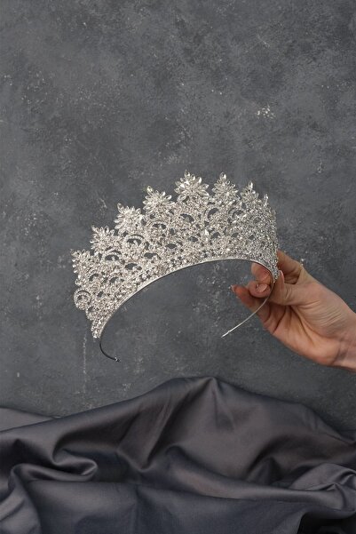 Hayalperest boncuk Coroană de henna de mireasă în culoarea argintie și cu pie...
