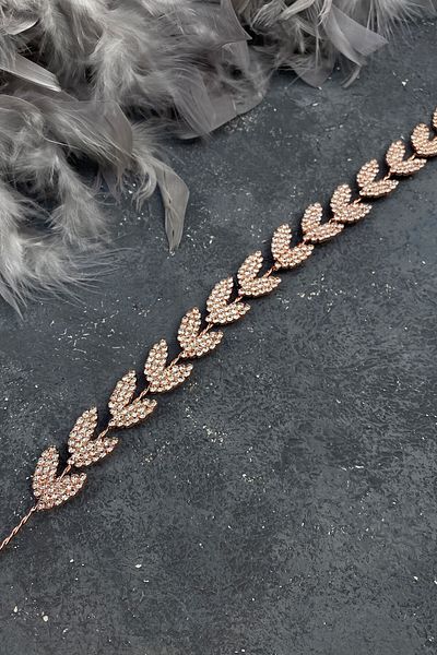 Hayalperest boncuk Accesoriu de păr Bella Mireasa cu Motiv Frunze de Culoare Trandafir
