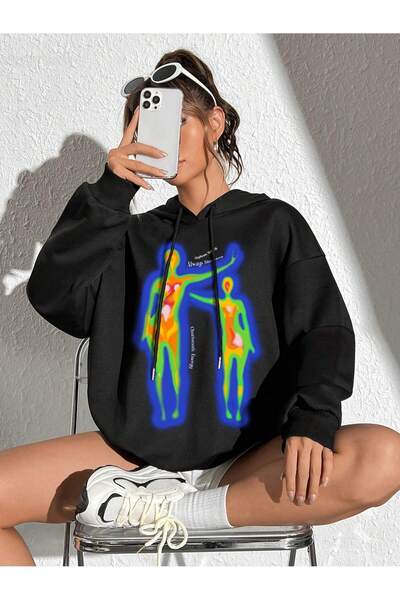 donamod Seria Coke Body Heat Map Print Drop Shoulder Drawstring Hoodie