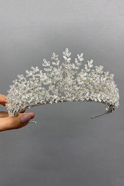 Hayalperest boncuk Coroană de mireasă de culoare argintie cu piatră de zircon...