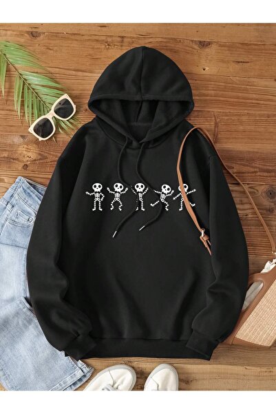 donamod سترة بغطاء للرأس بطبعة هيكل عظمي للهالوين من سلسلة Coke