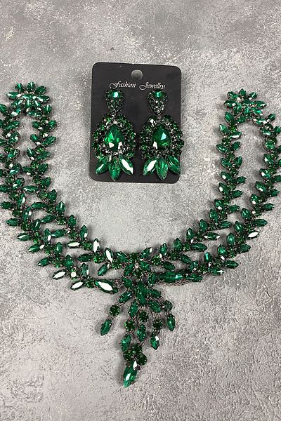 Hayalperest boncuk Green Sultan Forehead Bridal Henna Hair Accessory and Jewelled Earring