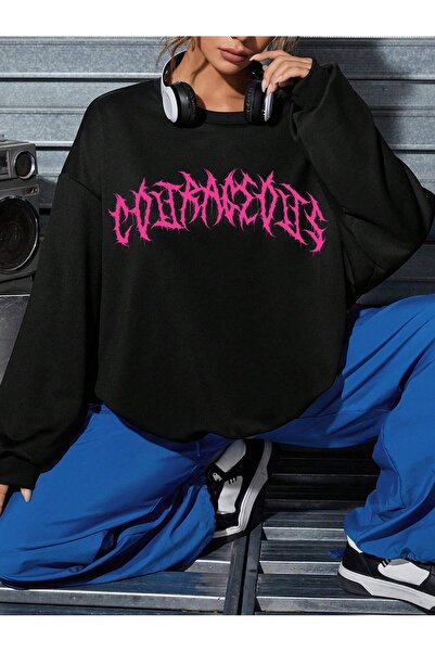 donamod Seria Coke Coolane Letter Graphic Drop Shoulder Oversize Hanorac