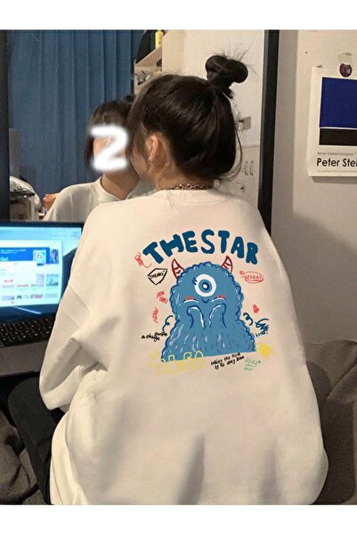 donamod Coke series Cartoon & Letter Graphic Drop Shoulder Oversized Pullover