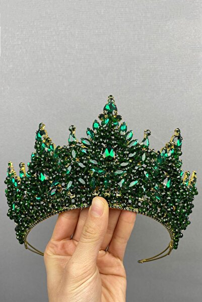 Hayalperest boncuk Coroana de henna pentru mireasa model Paris din aur verde