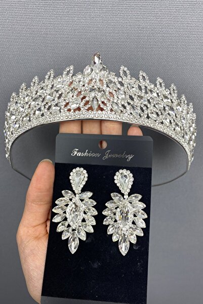 Hayalperest boncuk Σετ κορώνα και σκουλαρίκια με χινάρια Mia Gelin