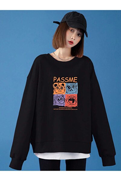 donamod Seria Coke Cartoon & Slogan Graphic Drop Shoulder Hanorac