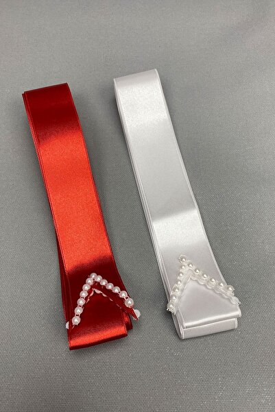 Hayalperest boncuk Kırmızı Beyaz Takı Kurdele Seti ve Gelin Bel Kuşağı