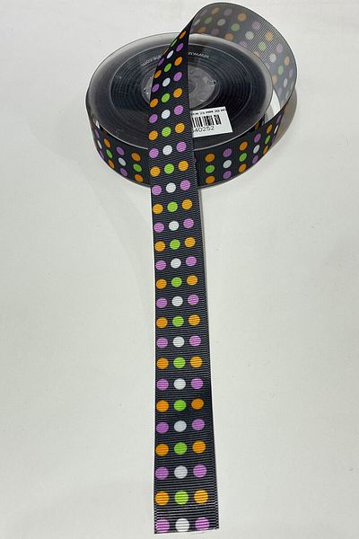 Hayalperest boncuk Πολύχρωμη τυπωμένη κορδέλα Grosgrain 1 Mt 2,5 cm Μαύρη