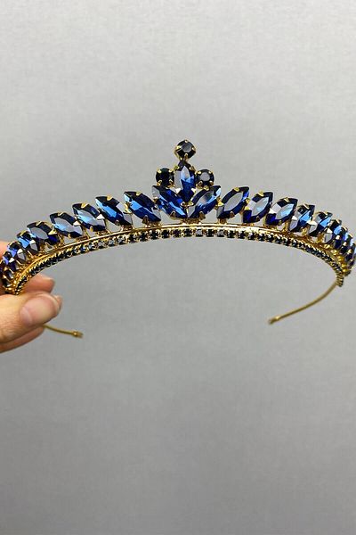 Hayalperest boncuk Coroana de henna de mireasa model Ece aurie bleumarin