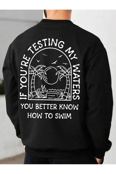 donamod Seria Coko Slogan Tropical Graphic Drop Shoulder Swea tricou