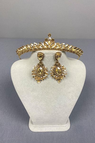 Hayalperest boncuk Σετ σκουλαρίκια με χέννα Ece Bridal Henna Crown και Drop Shuttle