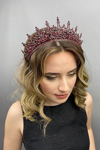 Hayalperest boncuk Bordo Leonis Model Gelin Kına Tacı